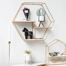 Load image into Gallery viewer, Nordic Iron Hexagonal Grid Wall Shelf Decorative Storage Rack Holder Hanging Wall Shelves Decorative Display Crafts Shelves